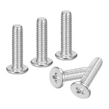 M4x16mm Flat Round Head Phillips Head Screws, 200Pcs 304 Stainless Steel Phillips Drive Machine Screw, Full Thread, Bright Finish, Furniture Screw Con