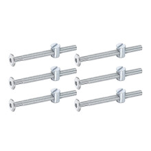 6Pcs Bed Frame Bolts, M6 x 70mm Hex Socket Head Screws Bolts Barrel Nuts Bunk Bed Bolts Furniture Screws with Slotted Head Barrel Nut for Chairs Cots,