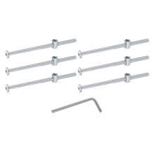 6Pcs Bed Frame Bolts, M6 x 120mm Hex Socket Head Screws Bolts Barrel Nuts Bunk Bed Bolts Furniture Screws with Rice-Shaped Head Barrel Nut and Wrench