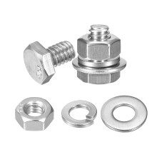10 Set Hex Head Nuts and Bolts Assortment Kit, 304 Stainless Steel 1/4-20 x 3/8" Hex Head Bolts with 1/4" Nuts and Washers for Construction, Machinery