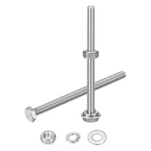 5 Set Hex Head Nuts and Bolts Assortment Kit, 304 Stainless Steel 1/4-20 x 3-1/2" Hex Head Bolts with 1/4" Nuts and Washers for Construction, Machiner