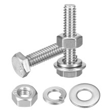 5 Set Hex Head Nuts and Bolts Assortment Kit, 304 Stainless Steel 1/4-20 x 1-1/4" Hex Head Bolts with 1/4" Nuts and Washers for Construction, Machiner