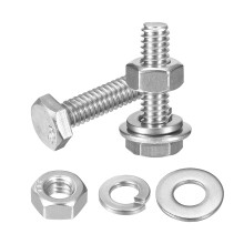 10 Set Hex Head Nuts and Bolts Assortment Kit, 304 Stainless Steel 1/4-20 x 1 Hex Head Bolts with 1/4" Nuts and Washers for Construction, Machinery Ma