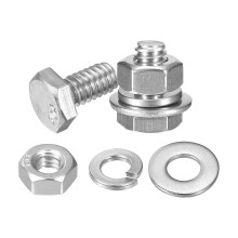 5 Set Hex Head Nuts and Bolts Assortment Kit, 304 Stainless Steel 1/4-20 x 1/2" Hex Head Bolts with 1/4" Nuts and Washers for Construction, Machinery