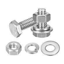 20 Set Hex Head Nuts and Bolts Assortment Kit, 304 Stainless Steel 1/4-20 x 5/8" Hex Head Bolts with 1/4" Nuts and Washers for Construction, Machinery