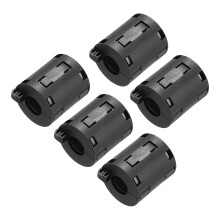 5Pcs Ferrite Filter Ring Core RFI EMI Noise Suppression Cable Clip ID 13mm for Electronic Devices, Industry, Black