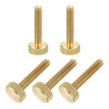 5Pcs M4x20mm Brass Knurled Thumb Screws, Flat Grip Bolt Knobs Fasteners Solid Brass Diamond Knurled Thumb Screws Knobs for Electronic, Mechanical