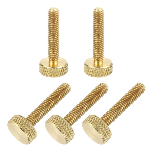 5Pcs M4x20mm Brass Knurled Thumb Screws, Flat Grip Bolt Knobs Fasteners Solid Brass Diamond Knurled Thumb Screws Knobs for Electronic, Mechanical