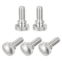 5Pcs M5x12mm Knurled Thumb Screws, Brass Nickel Plated Shoulder Bolts Grip Knobs Fasteners for Electronic, Mechanical, Nickel White