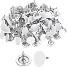 150Pcs Upholstery Tacks, 11mmx10mm Flat Head Thumb Tack Decorative Furniture Nails Push Pins for Furniture Sofa Headboards, White