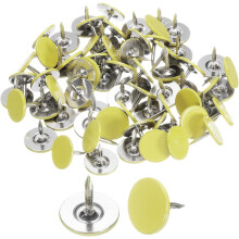 60Pcs Upholstery Tacks, 11mmx10mm Flat Head Thumb Tack Decorative Furniture Nails Push Pins for Furniture Sofa Headboards, Light Yellow