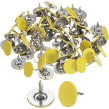 60Pcs Upholstery Tacks, 11mmx10mm Flat Head Thumb Tack Decorative Furniture Nails Push Pins for Furniture Sofa Headboards, Yellow