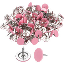 100Pcs Upholstery Tacks, 11mmx10mm Flat Head Thumb Tack Decorative Furniture Nails Push Pins for Furniture Sofa Headboards, Pink