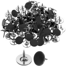 100Pcs Upholstery Tacks, 11mmx10mm Flat Head Thumb Tack Decorative Furniture Nails Push Pins for Furniture Sofa Headboards, Black