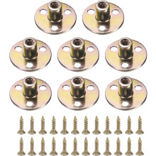 8Pcs M6 T-Nuts, Zinc Plated Steel Brad Hole Tee Nut with Screws, 3-Hole Round Base Weld Nuts 17.4mm Height Through Hole Flange Insert Female Thread Pl