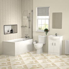 Bathroom Suite 1400mm Square Bathtub With Screen, Vanity and Toilet With Shower and Taps