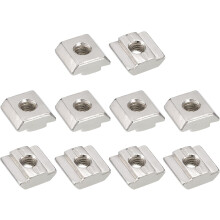 t Nuts, 60pcs - Nickel Plated Carbon Steel t Slot Bolts, 3030 Series M6 Hammer Head Fastener, Sliding t Nuts for Aluminum Extrusion Profile (Silver)