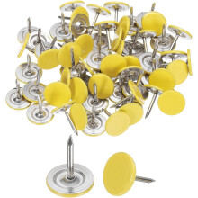 60Pcs Upholstery Tacks, 11mmx13mm Flat Head Thumb Tack Decorative Furniture Nails Push Pins for Furniture Sofa Headboards, Yellow