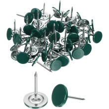 60Pcs Upholstery Tacks, 11mmx17mm Flat Head Thumb Tack Decorative Furniture Nails Push Pins for Furniture Sofa Headboards, Green