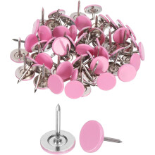 100Pcs Upholstery Tacks, 11mmx15mm Flat Head Thumb Tack Decorative Furniture Nails Push Pins for Furniture Sofa Headboards, Pink