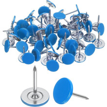 100Pcs Upholstery Tacks, 11mmx15mm Flat Head Thumb Tack Decorative Furniture Nails Push Pins for Furniture Sofa Headboards, Blue