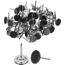 150Pcs Upholstery Tacks, 11mmx17mm Flat Head Thumb Tack Decorative Furniture Nails Push Pins for Furniture Sofa Headboards, Black