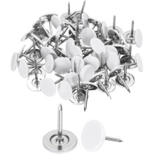 60Pcs Upholstery Tacks, 11mmx15mm Flat Head Thumb Tack Decorative Furniture Nails Push Pins for Furniture Sofa Headboards, White