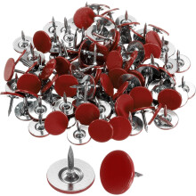 150Pcs Upholstery Tacks, 11mmx10mm Flat Head Thumb Tack Decorative Furniture Nails Push Pins for Furniture Sofa Headboards, Red