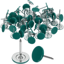 60Pcs Upholstery Tacks, 11mmx15mm Flat Head Thumb Tack Decorative Furniture Nails Push Pins for Furniture Sofa Headboards, Green