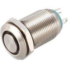 Latching Metal Push Button Switch 12mm Mounting Dia 1NO 5V Blue LED Light High Flat