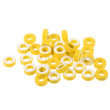 Toroid Core, Ferrite Chokes Ring Iron Powder Inductor Ferrite Rings, Yellow White 35pcs, 8.2 x 15.5 x 6.2mm