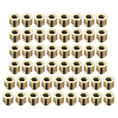 Furniture Threaded Insert Nuts Zinc Alloy M4 Internal Threads 8mm Length 50pcs