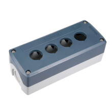 Push Button Switch Control Station Box 22mm 4 Button Hole Waterproof Gray and White
