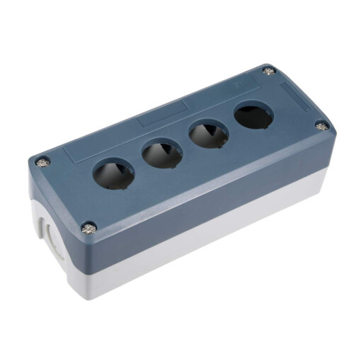 Push Button Switch Control Station Box 22mm 4 Button Hole Waterproof Gray and White