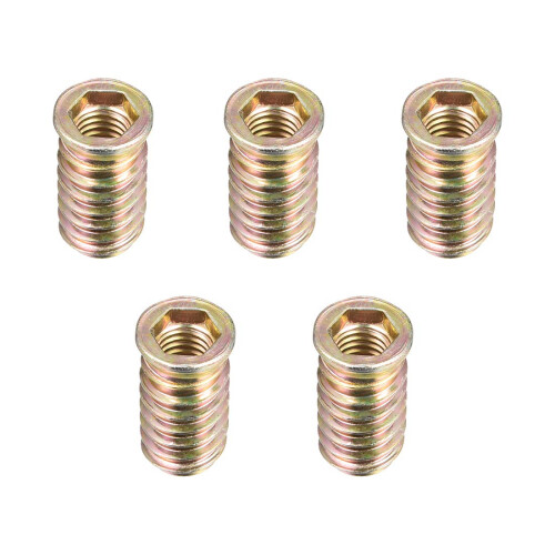Wood Furniture M10x30mm Threaded Insert Nuts Interface Hex Socket Drive 5pcs