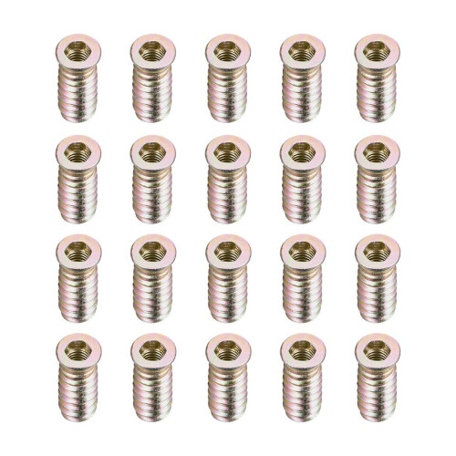 Wood Furniture M6x25mm Threaded Insert Nuts Interface Hex Socket Drive 20pcs