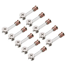 3-in-1 Furniture Connecting Kit 15mm Outer Dia Cam Fitting, M6x40mm Dowel Screws, M6 Pre-Inserted Nut 10 Sets