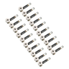 3-in-1 Furniture Connecting Kit 15mm OD Cam Fitting, M6x35mm Dowel Screws, 8mm OD Pre-Inserted Nut 20 Sets