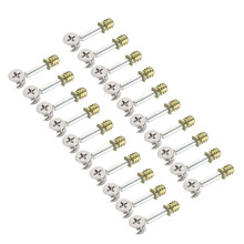 3-in-1 Furniture Connecting Kit 15mm Outer Dia Cam Fitting, M6x40mm Dowel Screws, M6 Pre-Inserted Nut 20 Sets