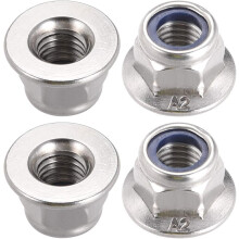 M10x1.5mm Hex Flange Nylon Insert Lock Nuts, Stainless Steel 304, 4 Pcs