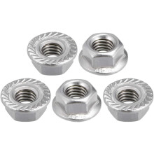 M8 Serrated Flange Hex Lock Nuts, 316 Stainless Steel, 5 Pcs