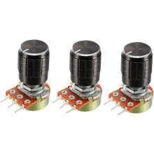 3Pcs 5K Ohm Variable Resistors SingleTurn Rotary Carbon Film Taper Potentiometer with Knobs