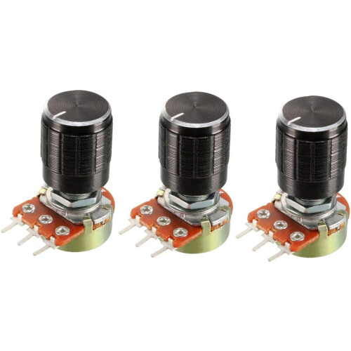 3Pcs 5K Ohm Variable Resistors SingleTurn Rotary Carbon Film Taper Potentiometer with Knobs