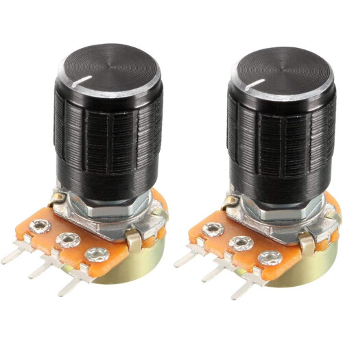 2Pcs 1K Ohm Variable Resistors Single Turn Rotary Carbon Film Taper Potentiometer with Knobs