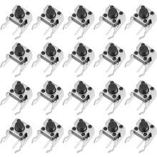 20Pcs Momentary PCB Side Mounting Fixed Bracket Pushbutton Push Button Tact Tactile Switch DIP 2 Terminals 6x6x6mm