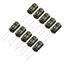 Aluminum Radial Electrolytic Capacitor with 220uF 63V 105 Celsius Life 2000H 10 x 17 mm Black 10pcs