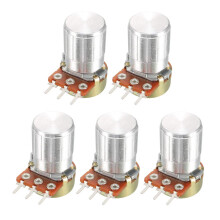 WH148 5Pcs 1K Ohm Variable Resistors Single Turn Rotary Carbon Film Taper Potentiometer with Knobs