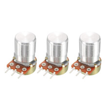 WH148 3Pcs 1K Ohm Variable Resistors Single Turn Rotary Carbon Film Taper Potentiometer with Knobs