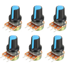 6Pcs 100K Ohm Variable Resistors Single Turn Rotary Carbon Film Taper Potentiometer with Knobs