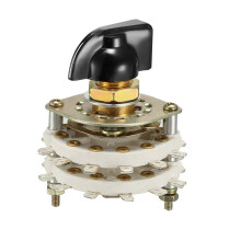 6P3T 6 Pole 3 Position 2 Deck Band Channel Rotary Switch Selector with Plastic Knob